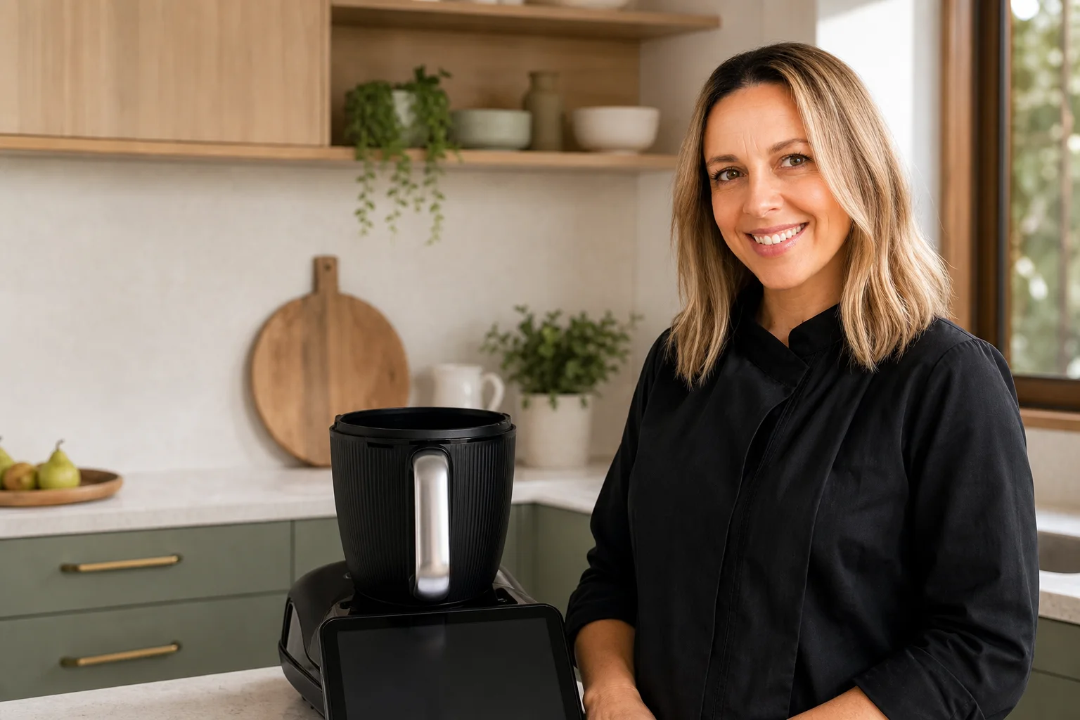 Teresa beside a Thermomix TM7 in a warm home kitchen